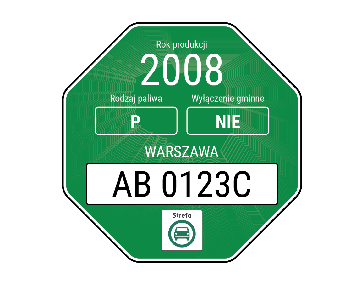 Strefa czystego transportu. Wzór nalepki.